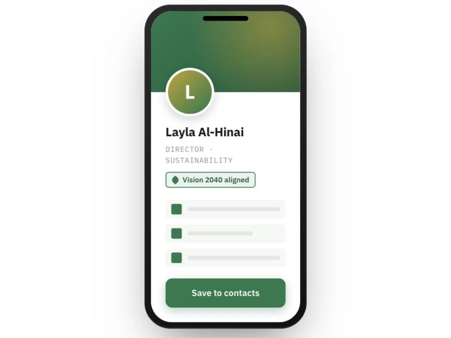 A TapRabt bilingual digital business card open on a phone